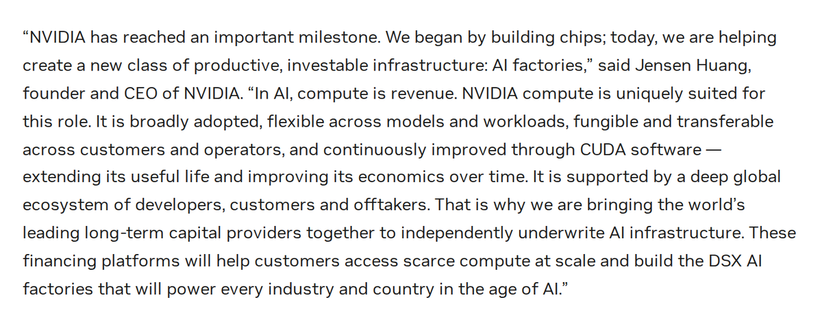 그림 4 — 엔비디아 보도자료에서 황 CEO 가 「independently underwrite AI infrastructure」라고 말한 대목 화면